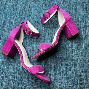 1901 Ellery Suede Leather Block Heels in Rose Violet